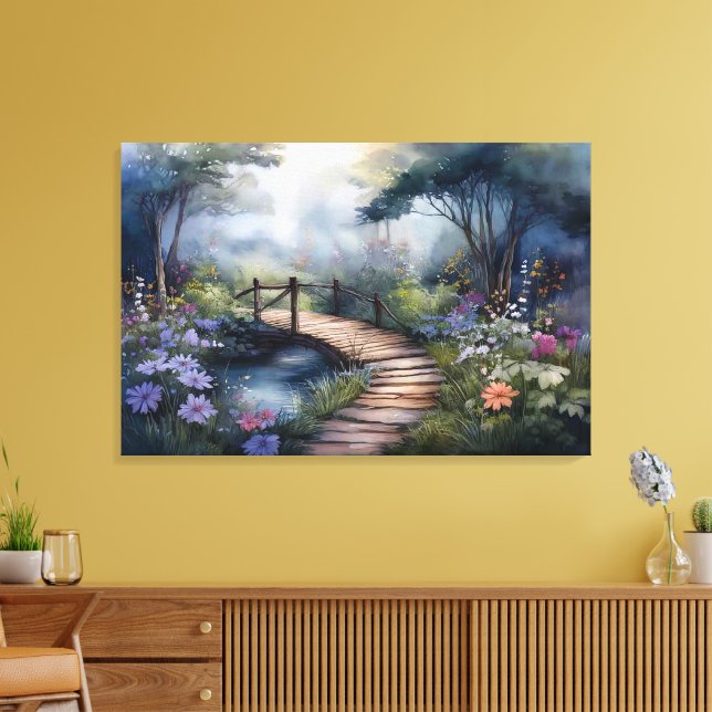 Woodland Path and Bridge Canvas Print (Insitu(LivingRoom))