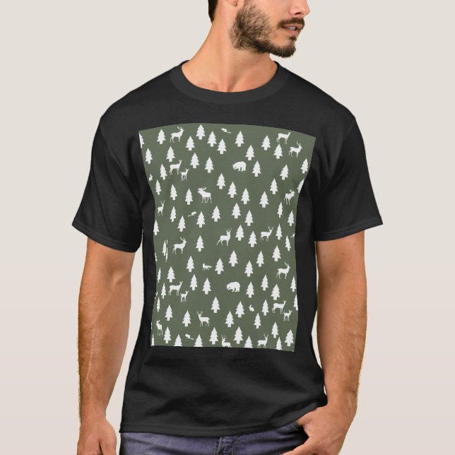 Woodland Pattern Green T-Shirt (Front)