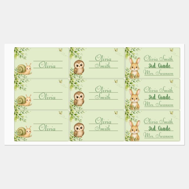 Woodland Personalised Kids Name Labels (Sheet)