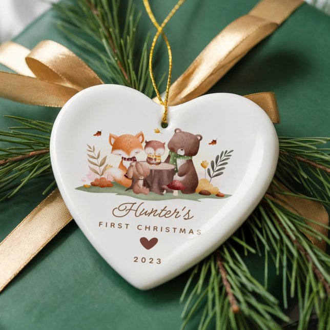 Woodland Photo Baby's First Christmas Ceramic Tree Decoration (Creator Uploaded)