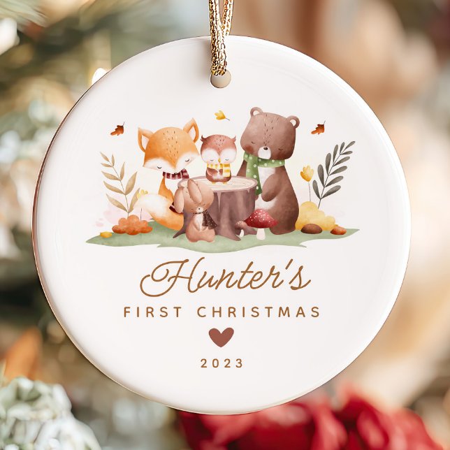 Woodland Photo Baby's First Christmas Ceramic Tree Decoration (Creator Uploaded)