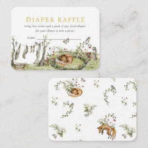 Woodland Picnic   Forest Animals Diaper Raffle Enclosure Card
