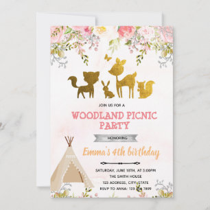 Woodland picnic party invitation