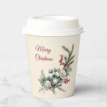 Woodland Pine & Cranberry Christmas Paper cup
