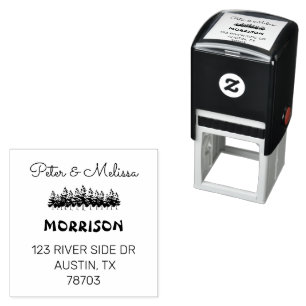 Woodland Pine Forest Family Name Self-inking Stamp