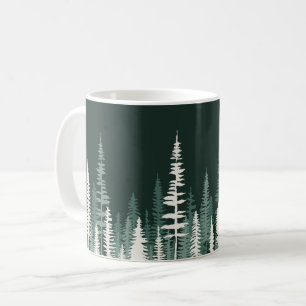 Woodland Pine Forest Rustic Cabin Nature Green Coffee Mug