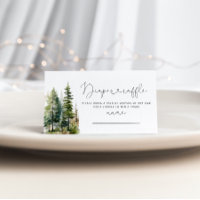 Woodland pine trees diaper raffle ticket