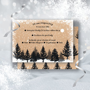 Woodland Pine Trees Winter Snow RSVP Menu Choice Invitation
