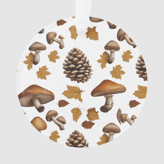 Woodland Pinecone & Feather Acrylic Ornament  (Front)