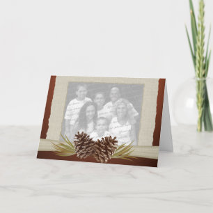 Woodland Pinecones and Burlap Photo Holiday Card