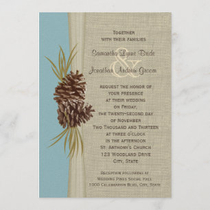Woodland Pines Blue Wedding Invitation
