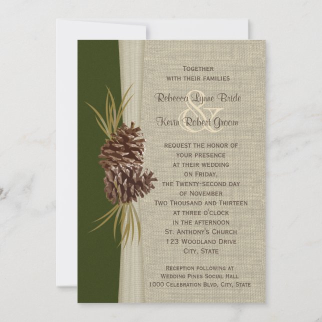 Woodland Pines Wedding Invitation (Back)