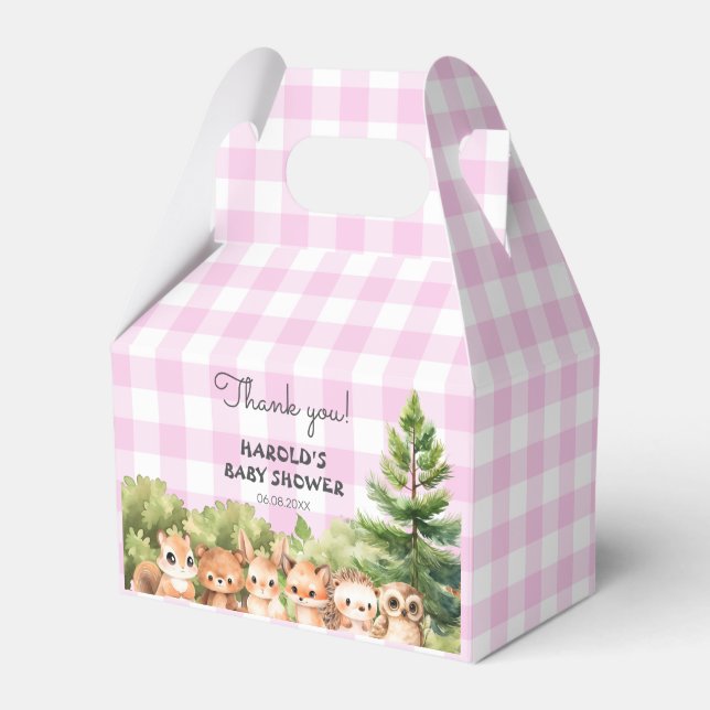 Woodland Pink Baby Girl Shower Favour Box (Front Side)