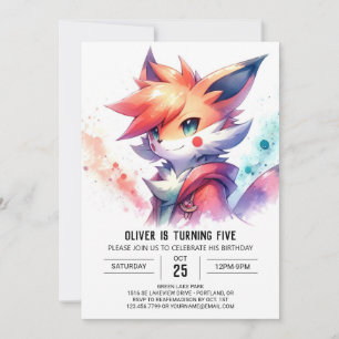 Woodland Printable Fox Birthday Invitation