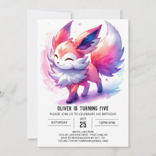 Woodland Printable Fox Birthday Invitation