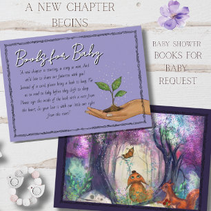 Woodland Purple Forest Books for Baby Request Enclosure Card