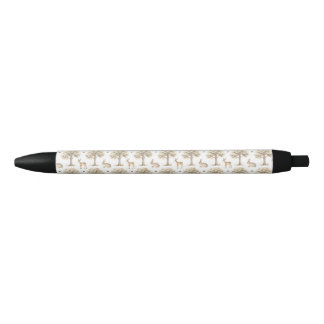 Woodland rabbit and deer pattern black ink pen