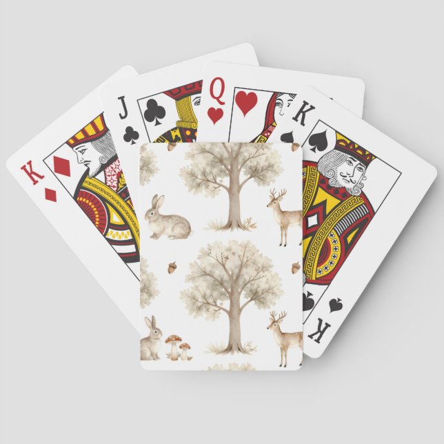 Woodland rabbit and deer pattern playing cards (Back)