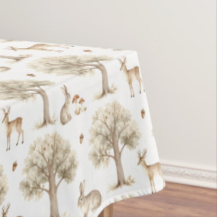 Woodland rabbit and deer pattern tablecloth