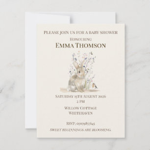 Woodland Rabbit Baby Shower Invitation