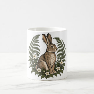 Woodland Rabbit with Ferns and Wildflowers Coffee Mug