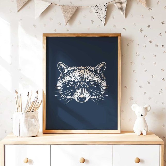 Woodland Raccoon Nursery Wall Art Poster Print (Woodland Raccoon Nursery Wall Art Poster Print by TinkPrints. )