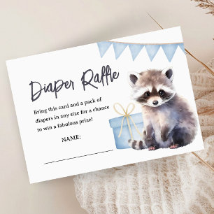 Woodland Racoon Baby Shower Boy Diaper Raffle Enclosure Card