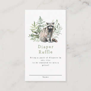 Woodland Racoon Baby Shower Diaper Raffle Enclosure Card
