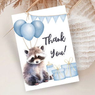 Woodland Racoon Baby Shower Flat Thank You Card