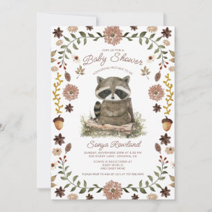 Woodland Racoon Baby Shower Invitation