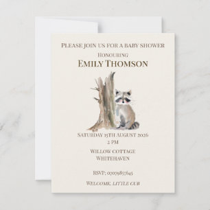 Woodland Racoon Baby Shower Invitation
