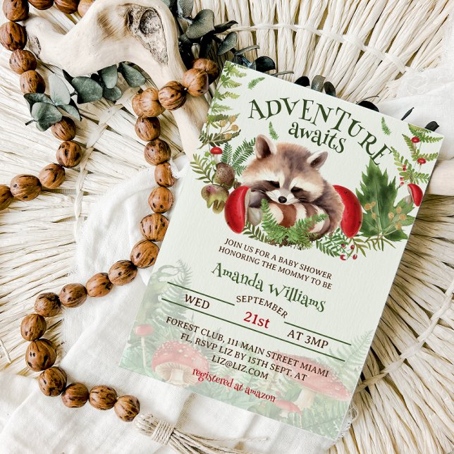 Woodland Racoon baby shower Invitation (Creator Uploaded)