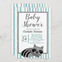 Woodland Racoon & Birch Trees Baby Shower