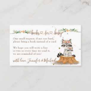Woodland Racoon Books for Baby Shower Enclosure Card