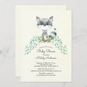 Woodland Racoon Neutral Baby Shower Invitation