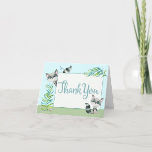 Woodland Racoon Thank You with Photo   Card
