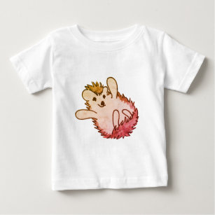 Woodland Red Orange Happy Cute Hedgehog Baby T-Shirt