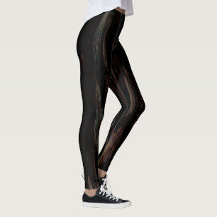 Woodland Red Tree Bark Leggings 2