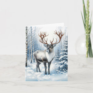 Woodland Reindeer in Winter Forest Wildlife Blank Note Card