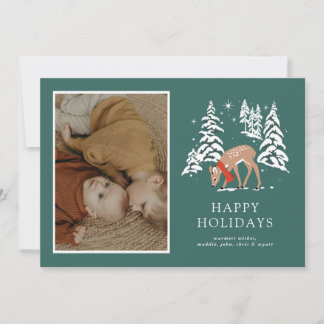 Woodland Reindeer in Winter Holiday Card