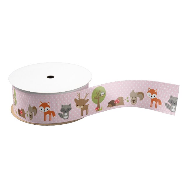 Woodland Ribbon pink Grosgrain Ribbon (Spool)