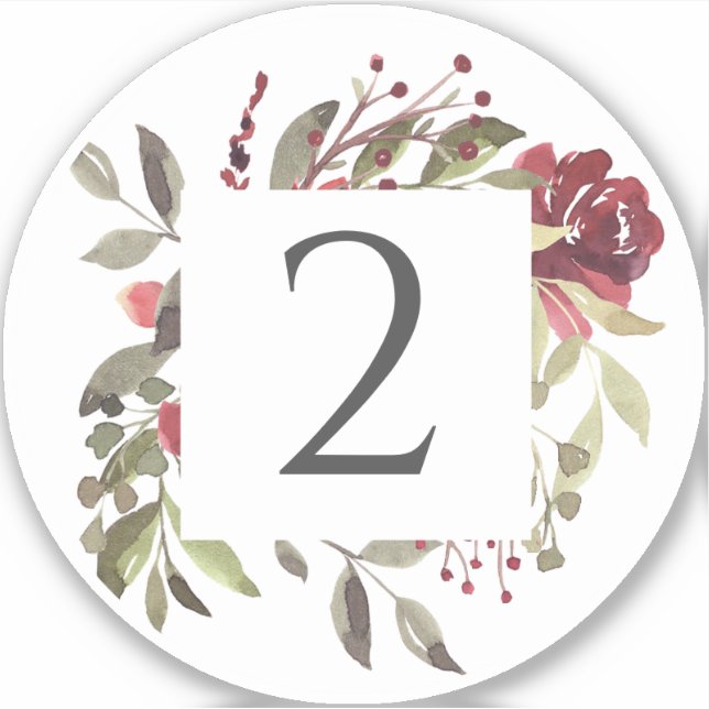 Woodland Rose Table Number Stickers (Front)