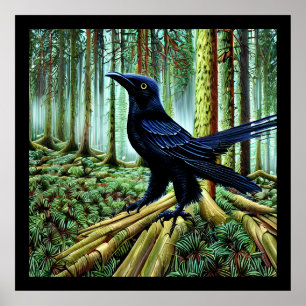Woodland Rustic Black Raven Poster