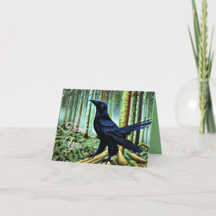 Woodland Rustic Black Raven Thank You Card