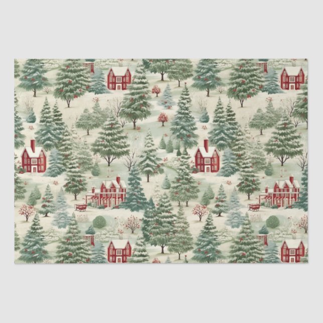 Woodland Rustic Country Christmas Cute Vintage Tissue Paper (Front)