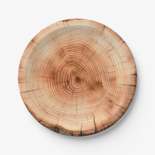 Woodland Rustic Watercolor Cut Tree Grain Paper Plate