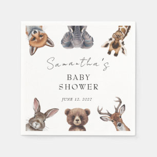 Woodland safari animals baby shower  napkin