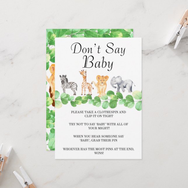 Woodland Safari Animals  Don’t Say Baby Cards (Front/Back In Situ)