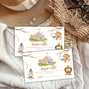 Woodland Safari Circus Diaper Raffle Baby Shower  Enclosure Card