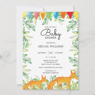 Woodland Safari Fox Mother & Baby Baby Shower Invitation